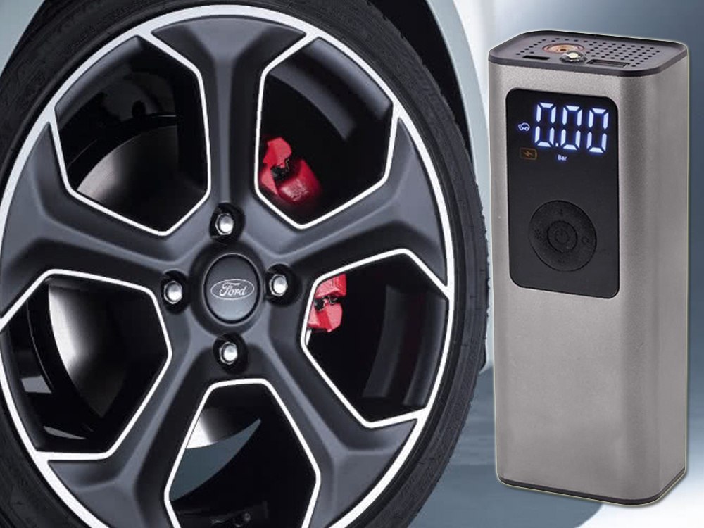 POMPKA AKUMULATOROWA DO ROWERU SAMOCHODU KOMPRESOR ELEKTRYCZNY 10 BAR LCD